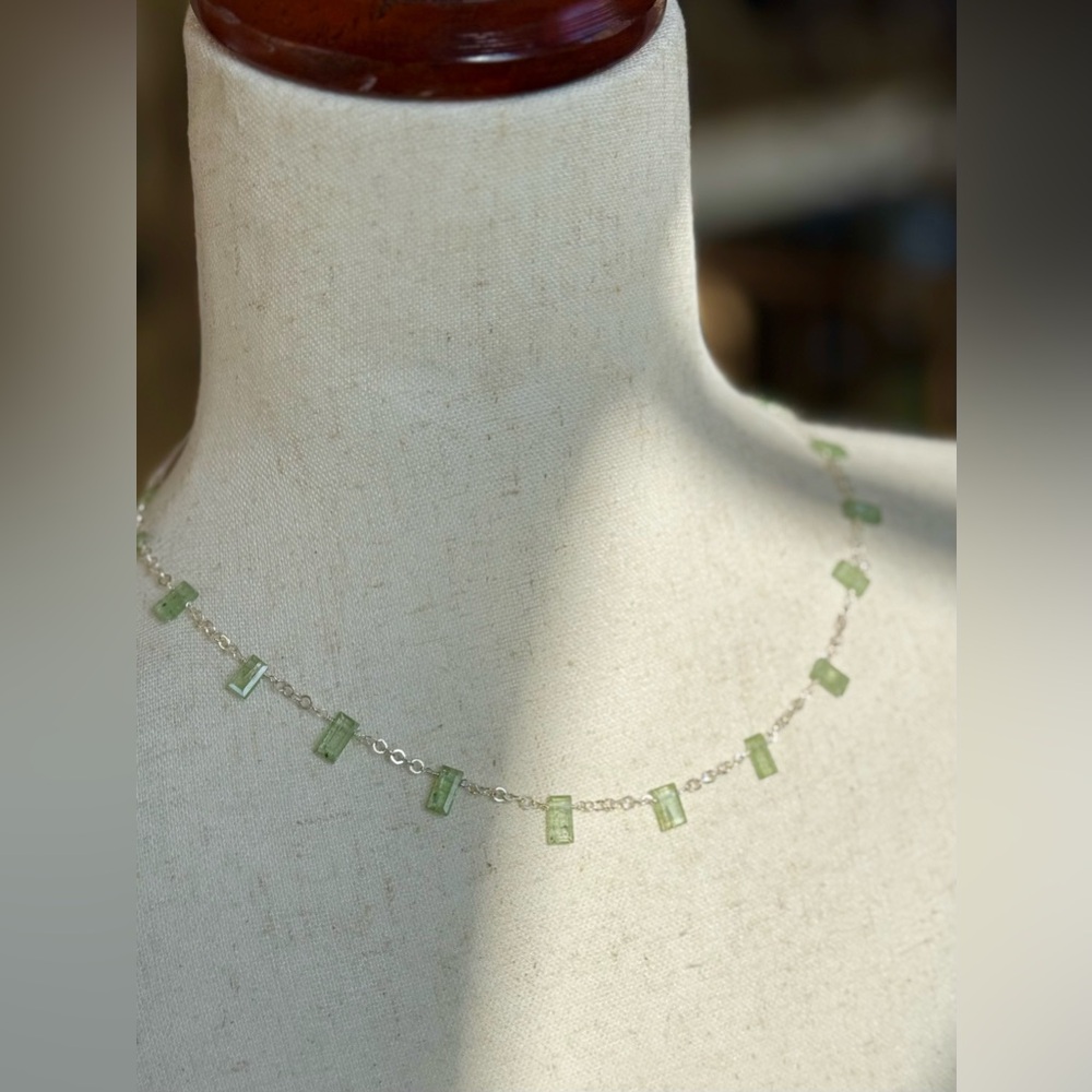 Green Kyanite Necklace | 925 Sterling Silver | Adjustable 16–18” | Made in India